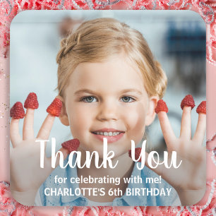 Pegatina Cuadrada Gracias Modernas Personalizadas por Cumpleaños con