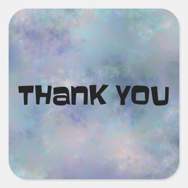 Pegatina Cuadrada Gracias Morple Blue Misty Watercolor (Anverso)