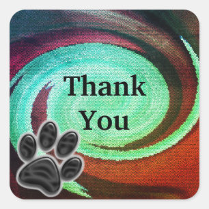 Pegatina Cuadrada Gracias Mosaic Cosmic Swirl Paw Print