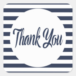 Pegatina Cuadrada Gracias Náutico A Las Rayas Azul Y Blanca De La Ma