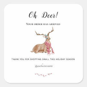 Pegatina Cuadrada gracias navidades vacaciones oh deer compra gracio