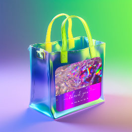 Pegatina Cuadrada Gracias Nombre 16º Cristales Arcoiris Púrpura Rosa