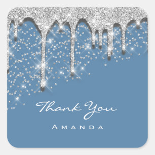 Pegatina Cuadrada Gracias Nombre 16º Purpurina Baby Shower 3D Azul h