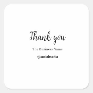 Pegatina Cuadrada gracias nombre de negocio de redes sociales fecha