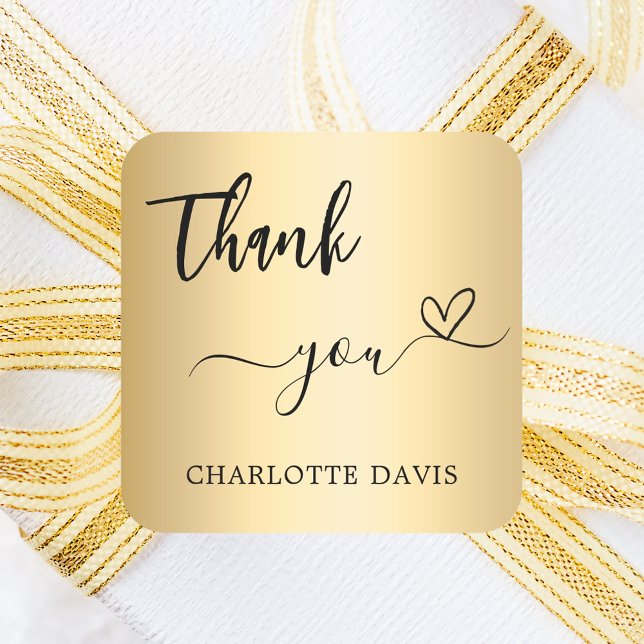 Pegatina Cuadrada Gracias nombre de oro de corazón (Subido por el creador)
