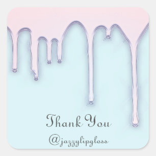 Pegatina Cuadrada Gracias Nombre Dulces 16 Drips  Rosa  Azul