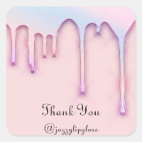 Gracias Nombre Goteo Azul Pastel Elegante Rosa