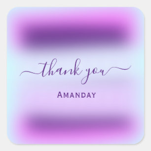 Pegatina Cuadrada Gracias nombre Holografía rosa dulce de novia16º