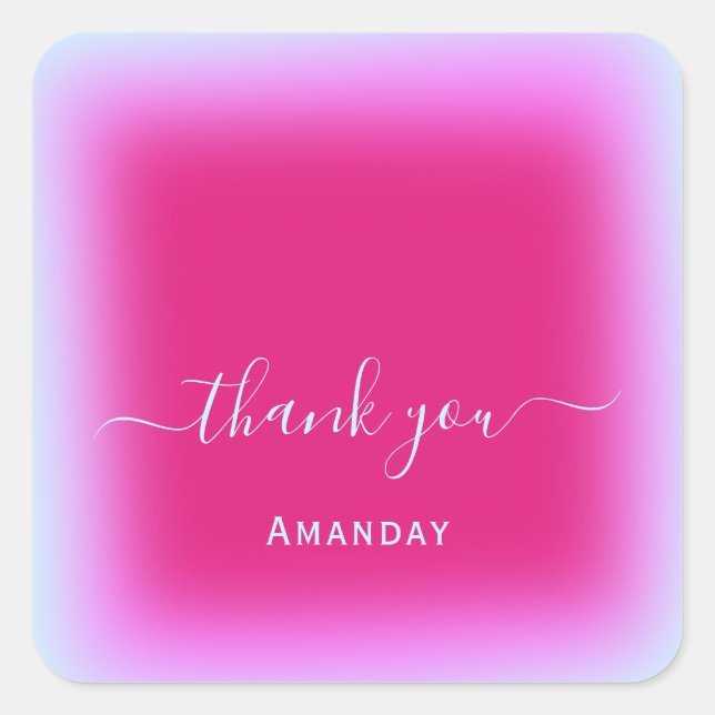 Pegatina Cuadrada Gracias Nombre unicornio Maquillaje Nupcial Sweet1 (Anverso)