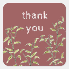 Pegatina Cuadrada Gracias País Rutas Botánicas Rústicas