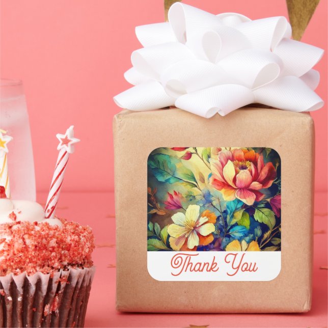 Pegatina Cuadrada Gracias pegatinas (Fiesta)