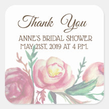 Gracias, Pegatinas Floral Bridal Shower