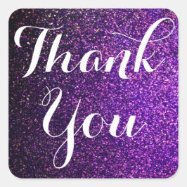 Pegatina Cuadrada gracias pegatinas purpurina púrpura