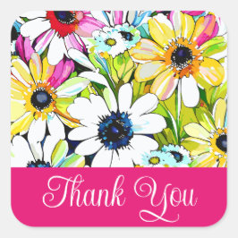 Pegatina Cuadrada Gracias pegatinas rosas