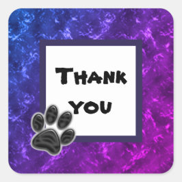 Pegatina Cuadrada Gracias Perro Paw Print Vibrant Apreciation