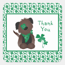 Pegatina Cuadrada Gracias Perro Shamrock Green