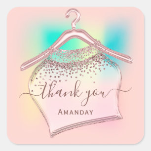 Pegatina Cuadrada Gracias Personalizado de compras Boutique Logo