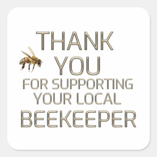 Pegatina Cuadrada Gracias Por Apoyar A Tu Beekeeper Gold Local