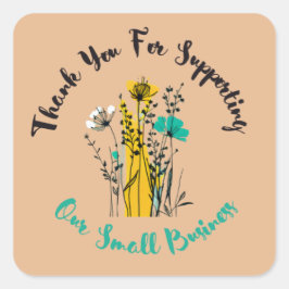 PEGATINA CUADRADA GRACIAS POR APOYAR NUESTRAS PEQUEÑAS EMPRESAS