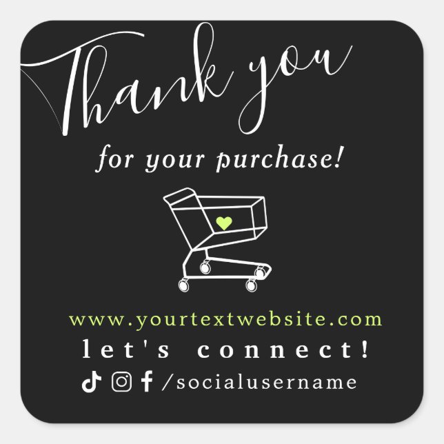 Pegatina Cuadrada gracias por comprar con nosotros (Anverso)