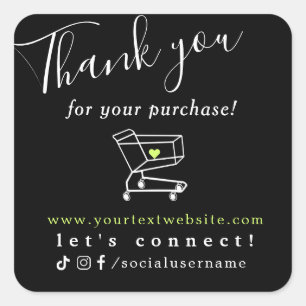 Pegatina Cuadrada gracias por comprar con nosotros