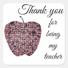 Pegatina Cuadrada Gracias por el agradecimiento del profesor Mosaic