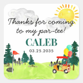 Pegatina Cuadrada Gracias Por El Día De Aniversario De Kid Golf Pro