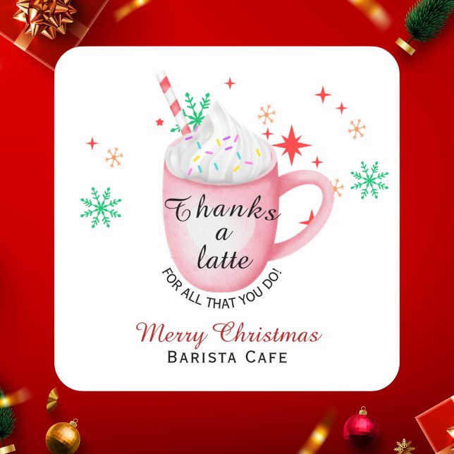 Pegatina Cuadrada Gracias por el logo de una cafetería de Navidades  (Subido por el creador)