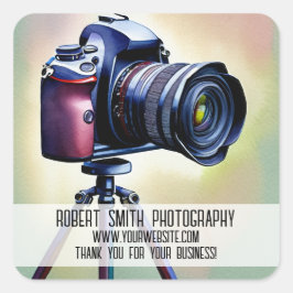 Pegatina Cuadrada Gracias por el negocio de la fotografía