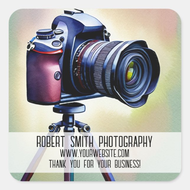 Pegatina Cuadrada Gracias por el negocio de la fotografía (Anverso)