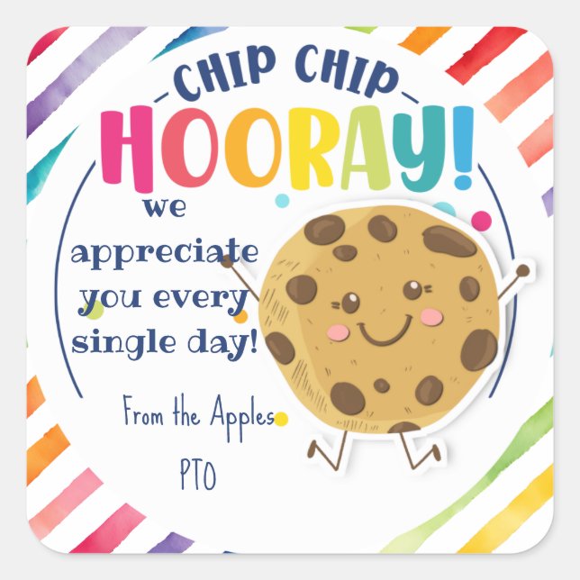 Pegatina Cuadrada Gracias por el regalo del favor de galletas que er (Anverso)