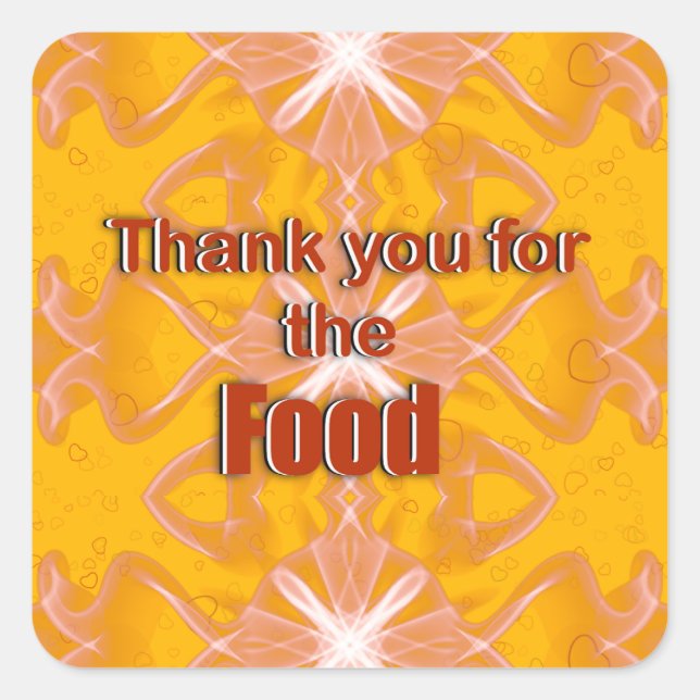 Pegatina Cuadrada Gracias por la comida (Anverso)
