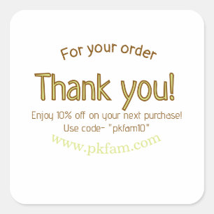 Pegatina Cuadrada Gracias por la compra detalle de negocio familiar 