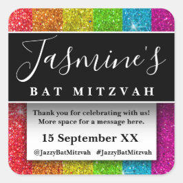 Pegatina Cuadrada Gracias por la fiesta de cumpleaños de los Purpuri