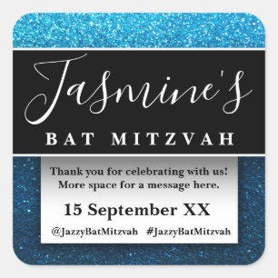 Pegatina Cuadrada Gracias por la fiesta de cumpleaños de los Purpuri