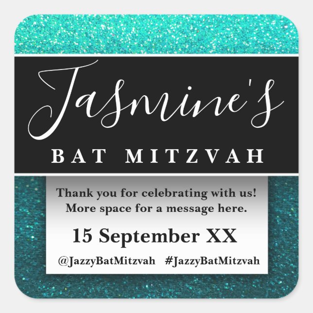 Pegatina Cuadrada Gracias por la fiesta de cumpleaños de los Purpuri (Anverso)