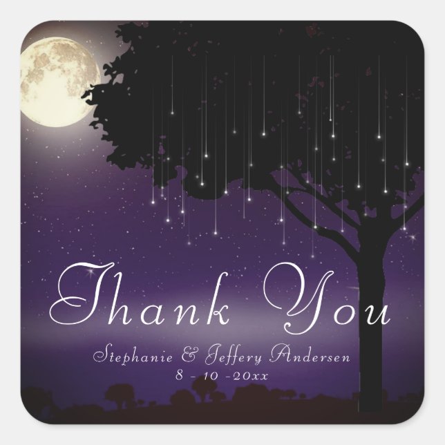 Pegatina Cuadrada Gracias por las estrellas celestes de noche estrel (Anverso)