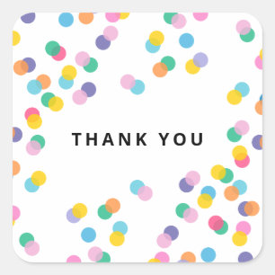 Pegatina Cuadrada Gracias por los colores de la polka confetti