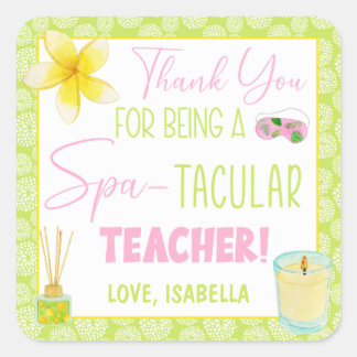 Pegatina Cuadrada Gracias por ser profesor de Spa-Tacular