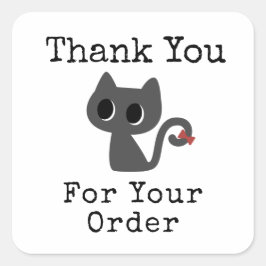 Pegatina Cuadrada Gracias Por Su Orden Gato Negro