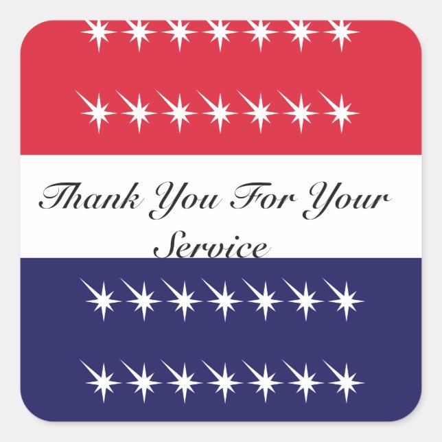 Pegatina Cuadrada Gracias Por Su Servicio Veterano Day (Anverso)