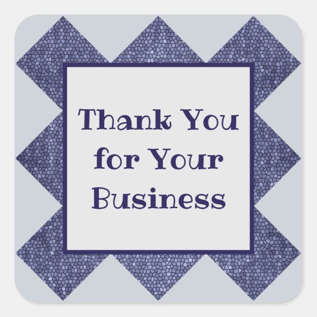 Pegatina Cuadrada Gracias por tu negocio Blue Mosaic Diamond (Anverso)