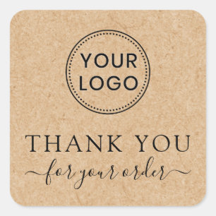 Pegatina Cuadrada Gracias por tu pedido Kraft mira gracias