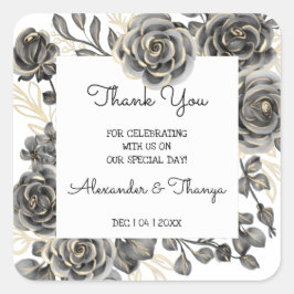Pegatina Cuadrada Gracias por venir a favor de matrimonio de Rosas n