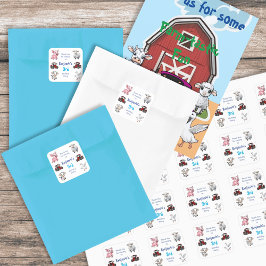 Pegatina Cuadrada Gracias por venir animales de la granja de tractor