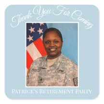 Gracias por venir azul de retiro de Patrice