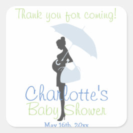 Pegatina Cuadrada ¡Gracias Por Venir! Baby Shower de Silhouette azul