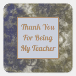 Pegatina Cuadrada Gracias Profesor Blue Gold Swirls Apreciación