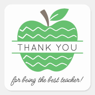 Pegatina Cuadrada Gracias profesor de Apple Verde