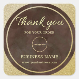 Pegatina Cuadrada Gracias Purpurina Gold Business Corporate